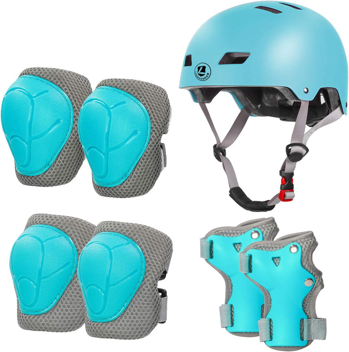 LANOVAGEAR Kinderhelm mit Knieschützern, Ellbogenschützern und Handgelenkschützern, 7-in-1-Schutzaus