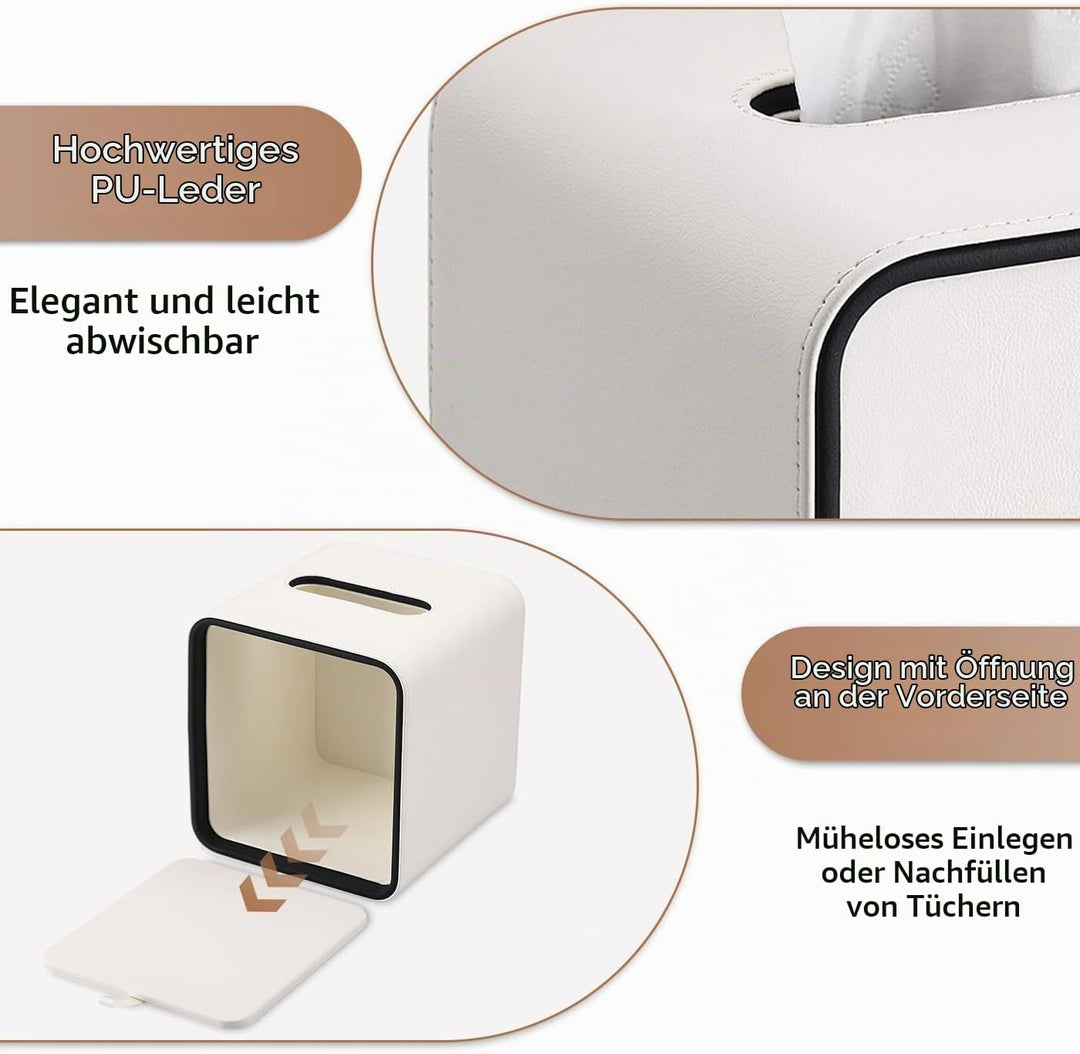 GORESE Taschentuchbox,Leder Quadratische Kosmetiktücherbox Papiertaschentuchhalter Taschentuchspende