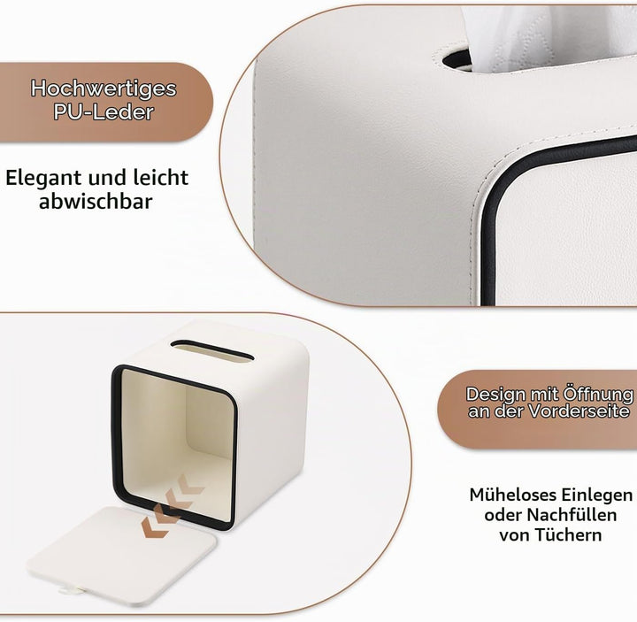 GORESE Taschentuchbox,Leder Quadratische Kosmetiktücherbox Papiertaschentuchhalter Taschentuchspende