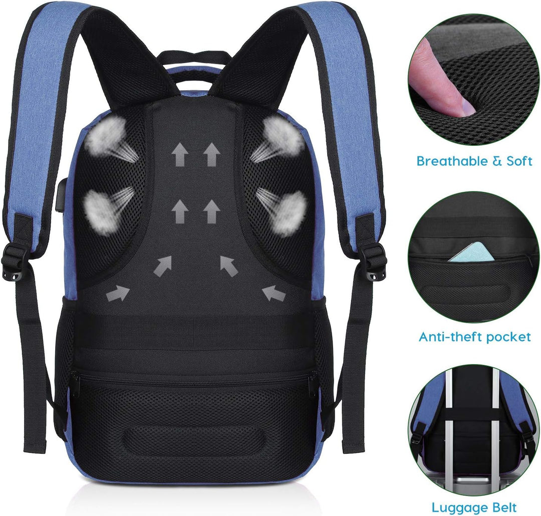 YAMTION Rucksack Herren Rucksack Schule mit USB Ladeanschluss, 15,6 Zoll Laptopfach Schulrucksack Ju