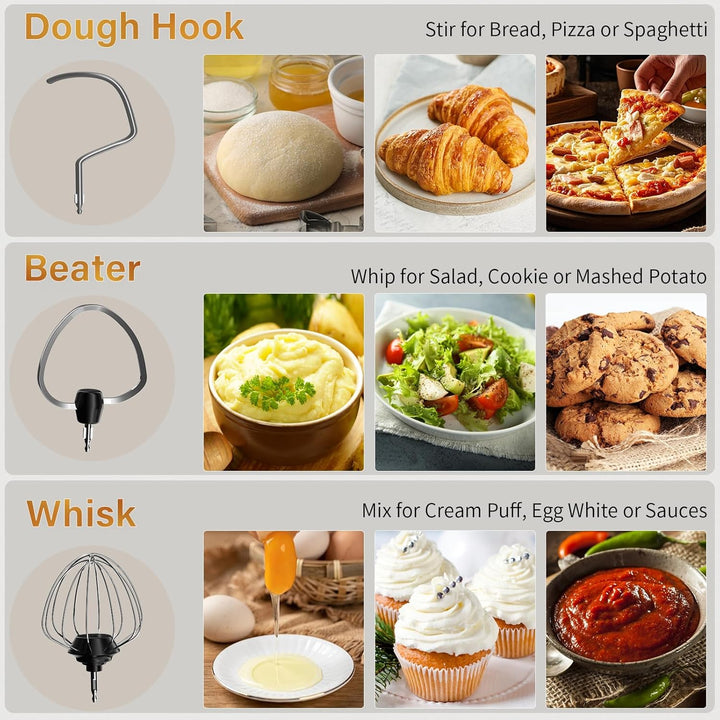 Küchenmaschine Knetmaschine Mit 2.5L+3L Dual-Schalen, 10-Gang-Elektro-Freischneider 1500w - Inklusiv