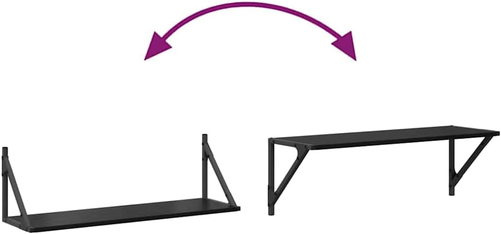vidaXL Wandregale 2 pcs Schwarz Eichen-Optik 80 x 25 x 25,5 cm, Moderne, robuste Wandregale, rechtec