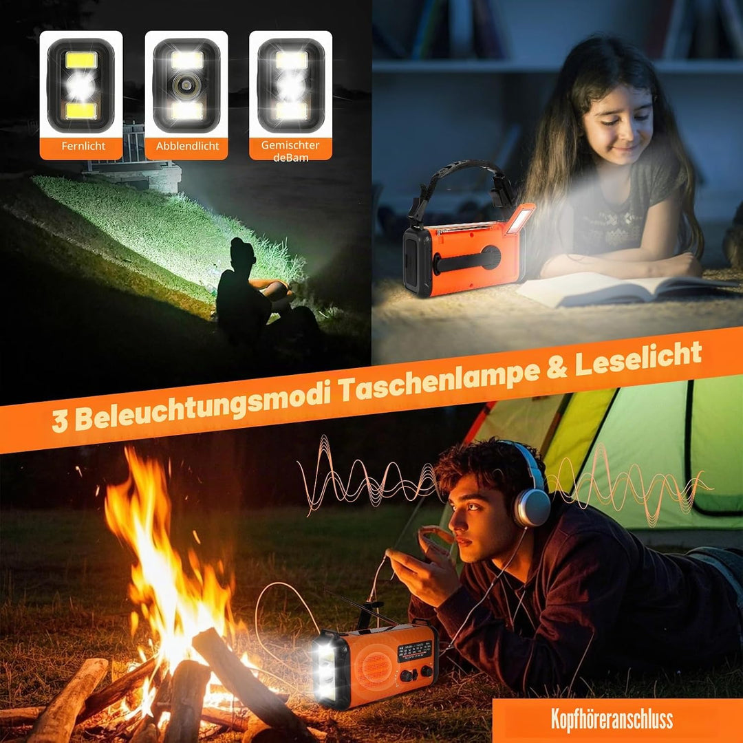 Notfall-Solar-Kurbelradio mit 20.000 mAh, AM/FM NOAA tragbares Wetterradio mit USB-Aufladung, Handy-