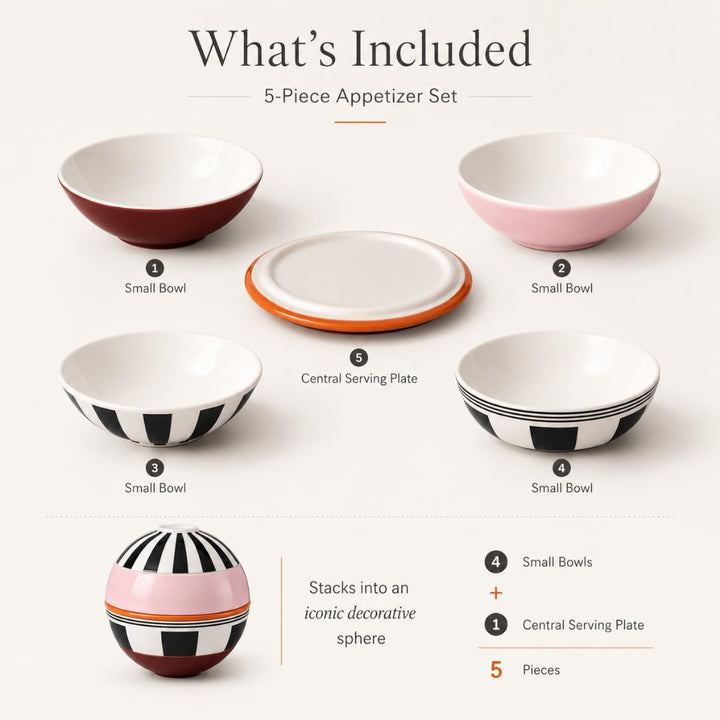 Villeroy &amp; Boch - La petite Boule memphis, Geschirrset Porzellan, Schalenset, 5 tlg. Servier Set, 14