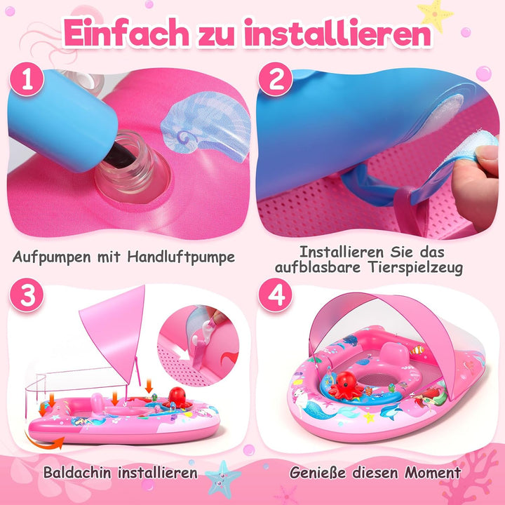 Sunrad Schwimmring Baby mit UPF50+ Sonnendach,Baby Schwimmring ab 6-36 Monate Schwimmhilfe Kinder mi