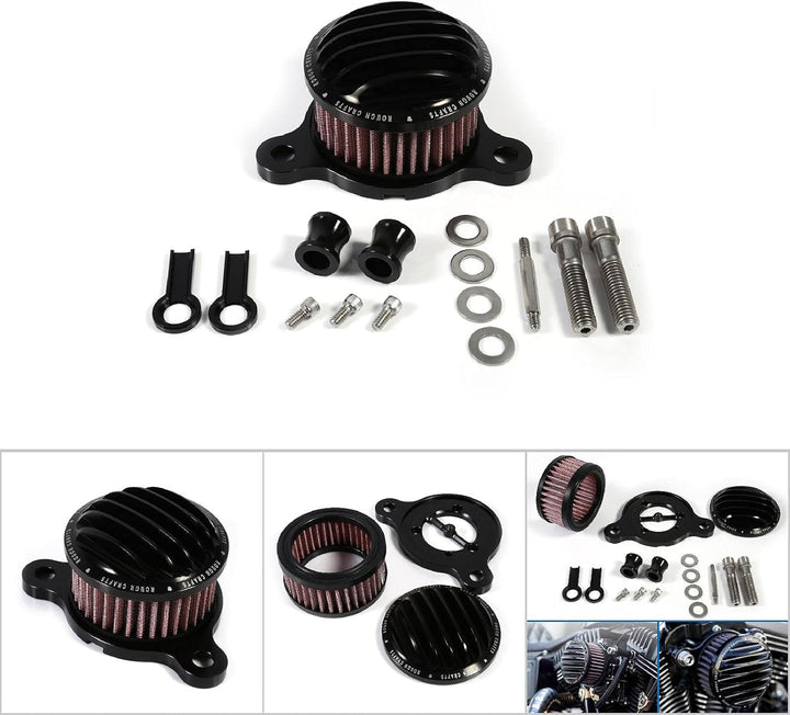 luftfilter Motorrad Luftfilter Ansaugfiltersystem Kit für Sportster XL883 XL1200 2004-2015(Schwarz)