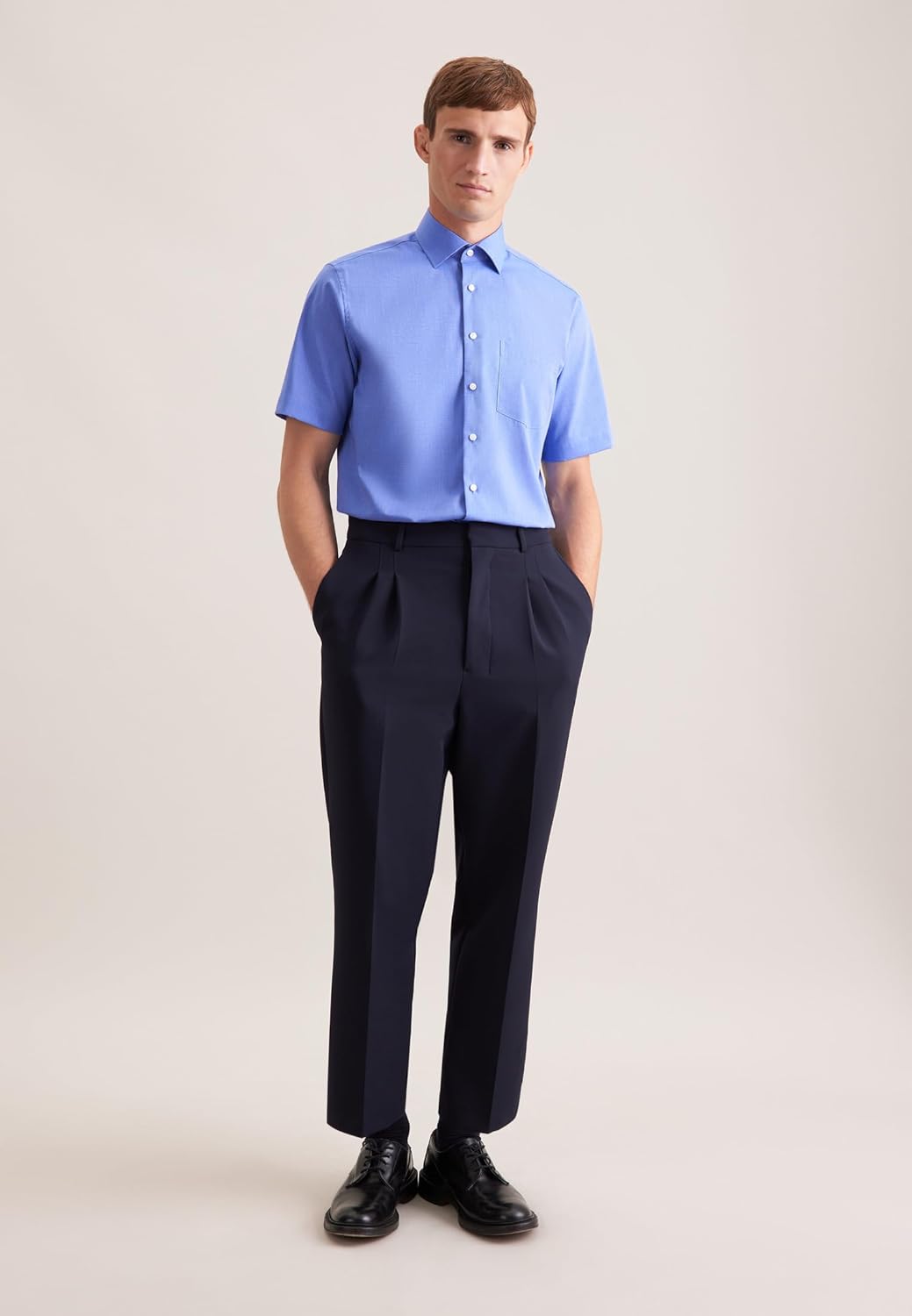 Seidensticker Herren Men Regular Shortsleeve Businesshemd 38 Mittelblau(003001), 38 Mittelblau(00300