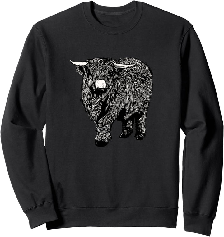 Zeichnung eines Galloway Rind - Highland Cattle Sweatshirt