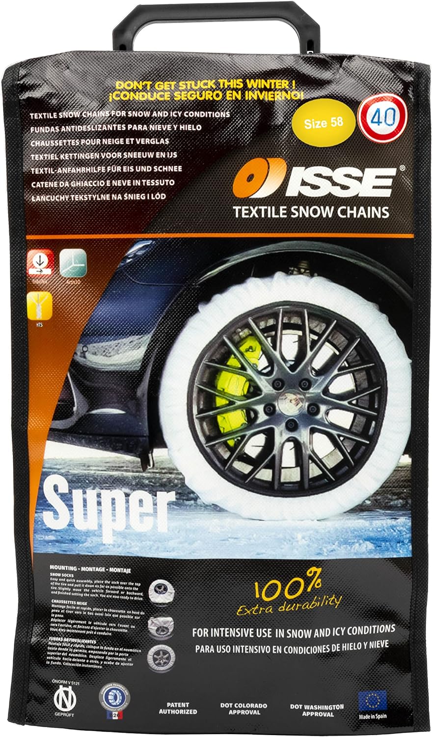 Isse C50058 Super 2er Set Textil-Schneeketten, Weiss, T58 SUPER T58, SUPER T58