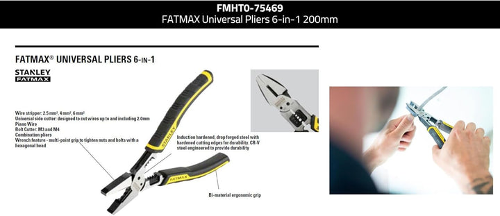 Stanley FatMax Multifunktionszange / Universalzange 6-in-1 (Abisolierzangen-, Ringschlüssel-, Kombin