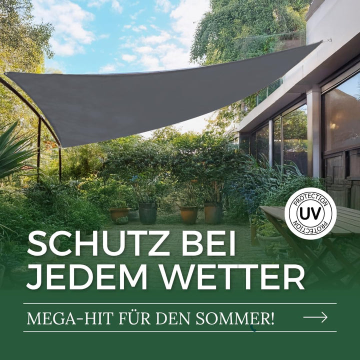 Tom'Shop Sonnensegel [Graphit, Quadrat 2x2m] wasserabweisend Sonnenschutz Wetterschutz Outdoor Wette