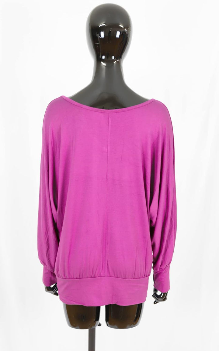 Van Der Rich ® - T-Shirt Raffinierte Einfachheit T-Shirt Einfarbig - Damen M Ml-fuchsia, M Ml-fuchsi