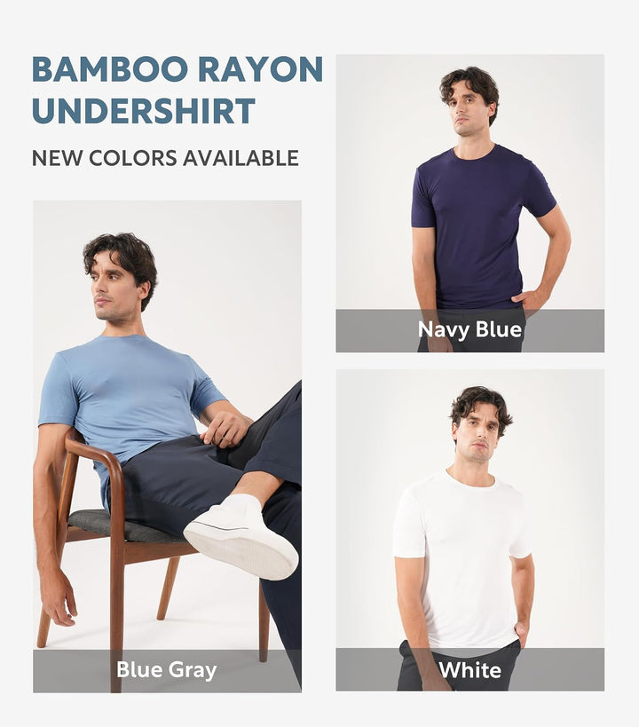 DAVID ARCHY Herren Unterhemden Tshirt Business Lässig Bambus Weich Seidig Kurzarm Atmungsaktiv Weste