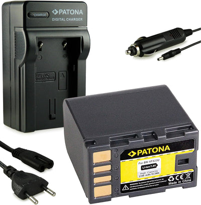 PATONA Set 3in1 Ladegerät mit Akku BN-VF823 / BN-VF823U kompatibel mit JVC GR-D750 GR-D760 GR-D770 G