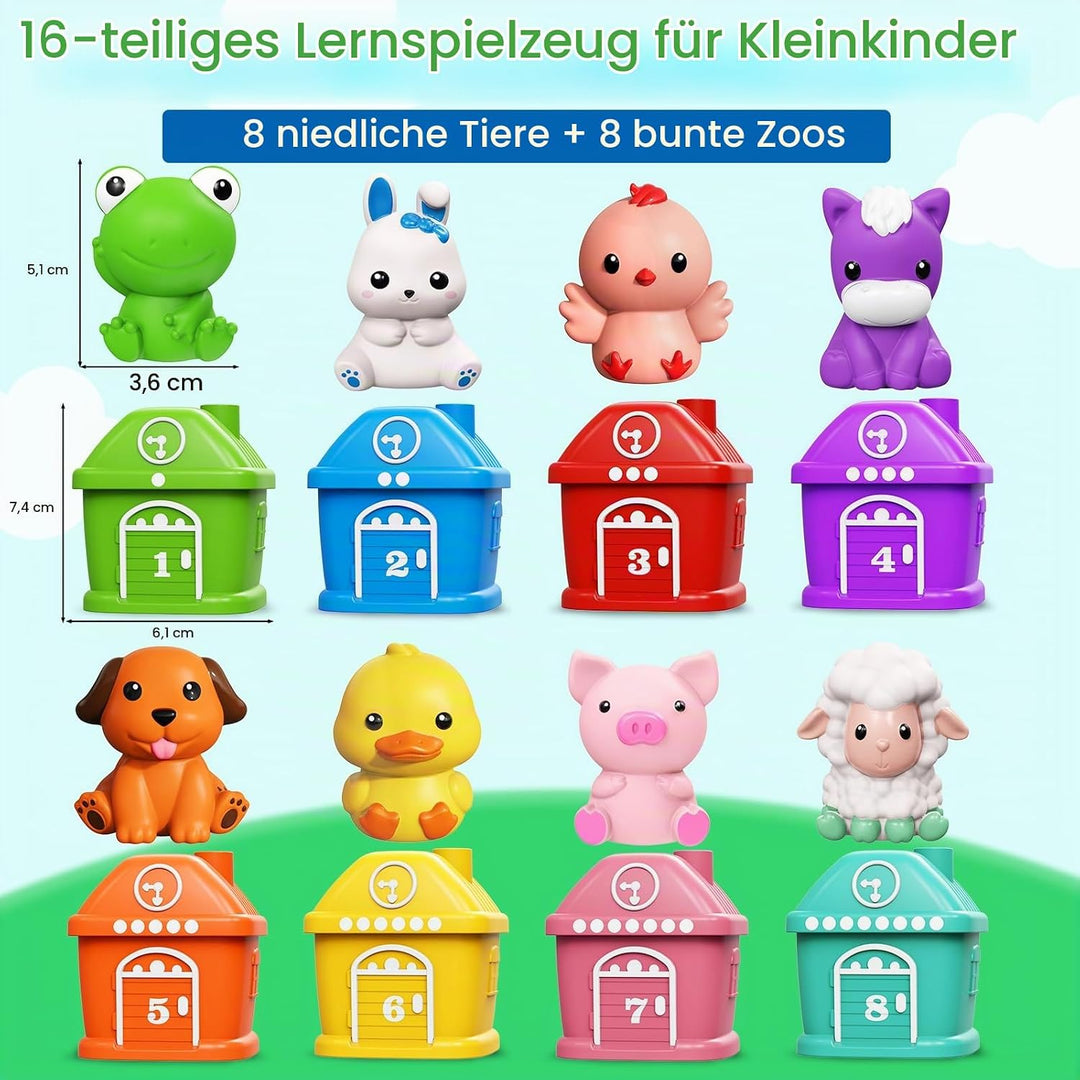 Eisenbahn-Set für Kleinkinder – Lernspielzeug ab 1-3 Jahr, Schienenspielset mit Bauernhoftieren &amp; Fi