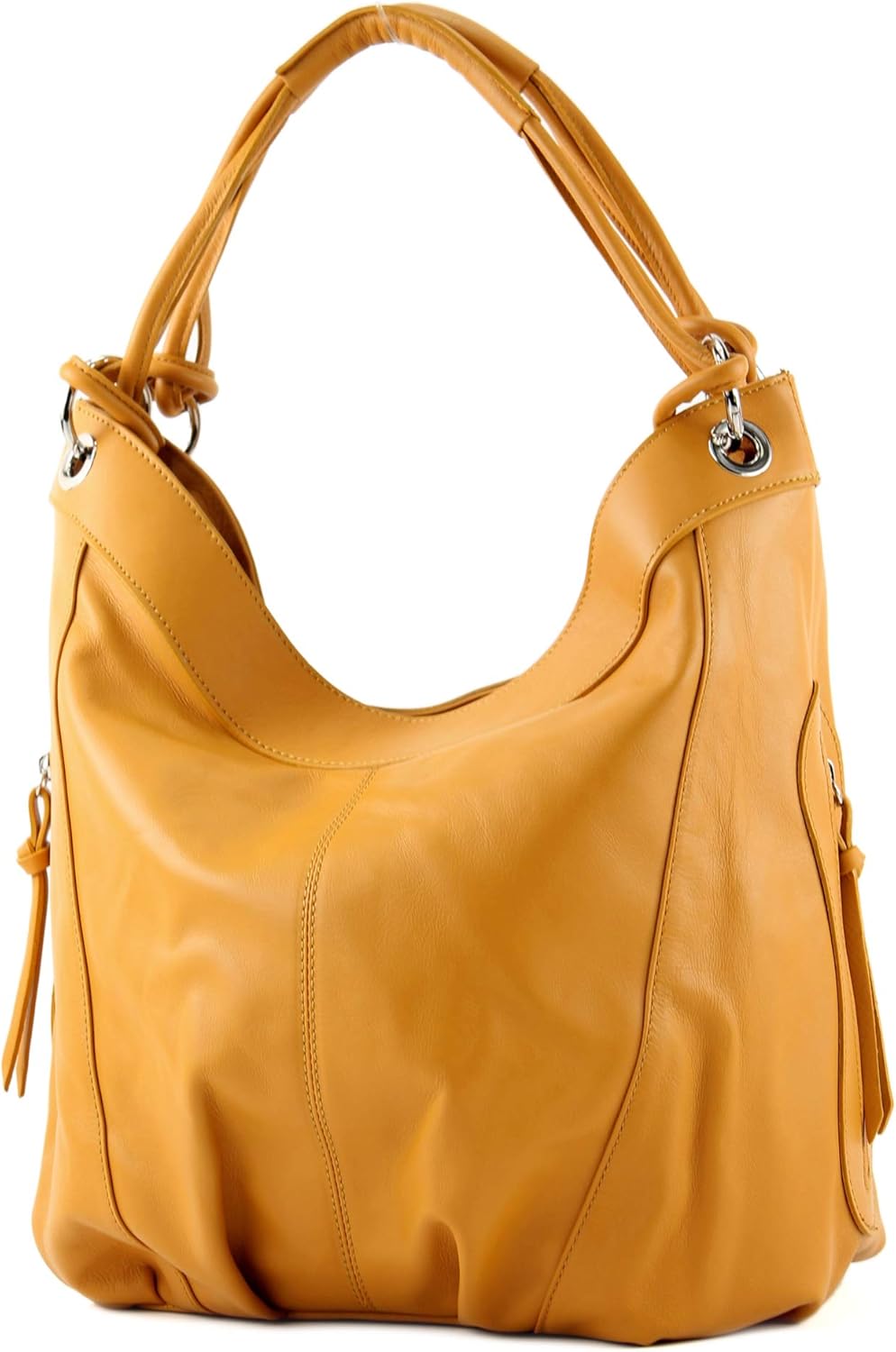 modamoda de - Z18 - ital Damenhandtasche aus Leder/Nappaleder Senfgelb, Senfgelb