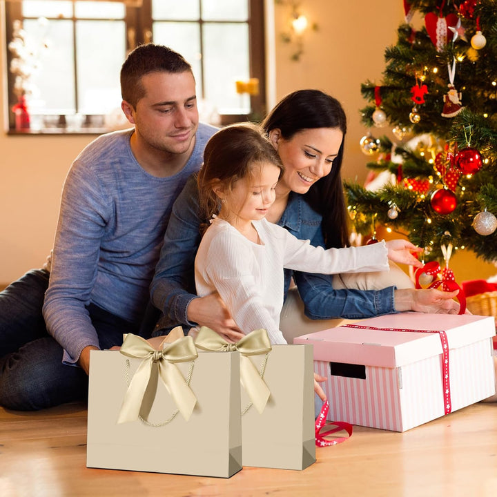 Geschenktüte mit Schleife,Geschenktüte Weiss,Geschenktaschen für Geburtstag, Hochzeit, Festivalfeier