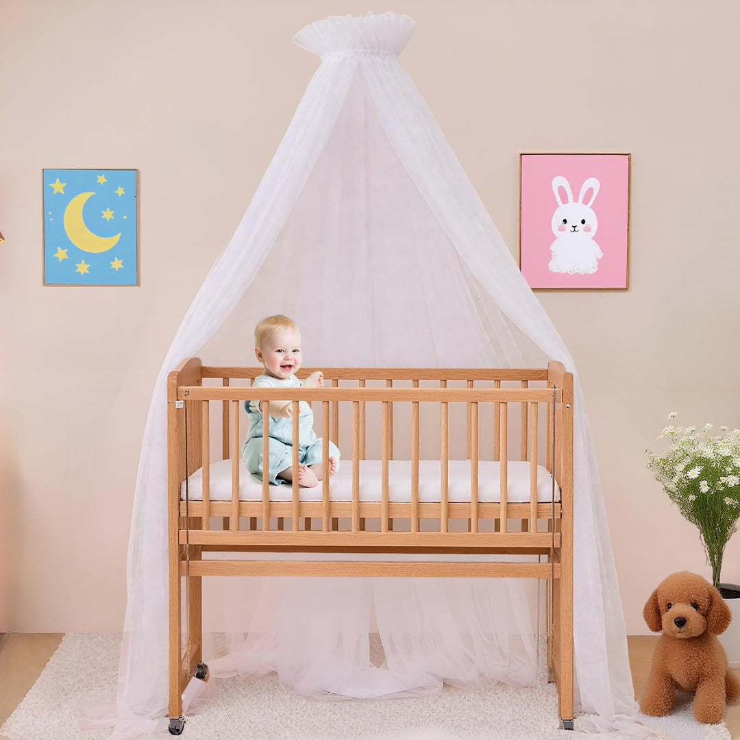 Tagesdecke Tüll Länge 120 cm, Babyzimmer Deko, passend für Babybett, Wiege und Kinderbett (Himmelsta