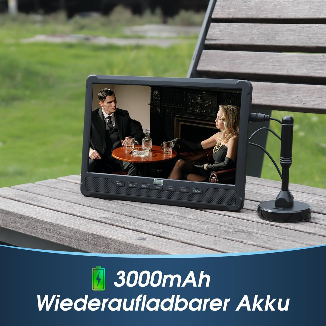 August DA383-10“ tragbarer HD Fernseher mit DVD Player&integriertem Akku-DVB-T2 mini LCD TV mit EPG/