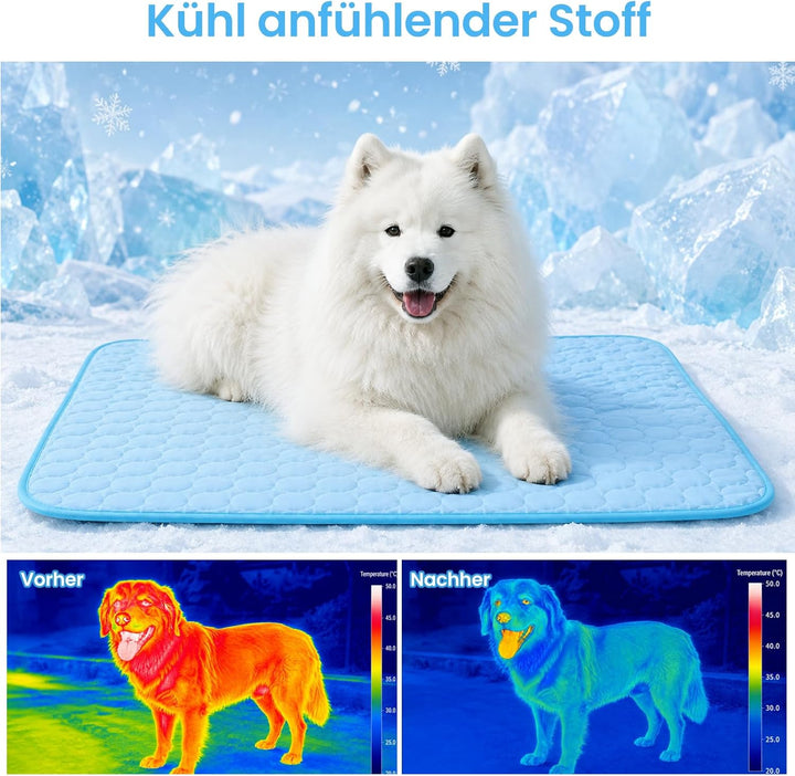 Kühlmatte für Hunde Selbstkühlende, Kühldecke Hunde Sommer, Hundekühlmatte Waschbar & Atmungsaktiv,