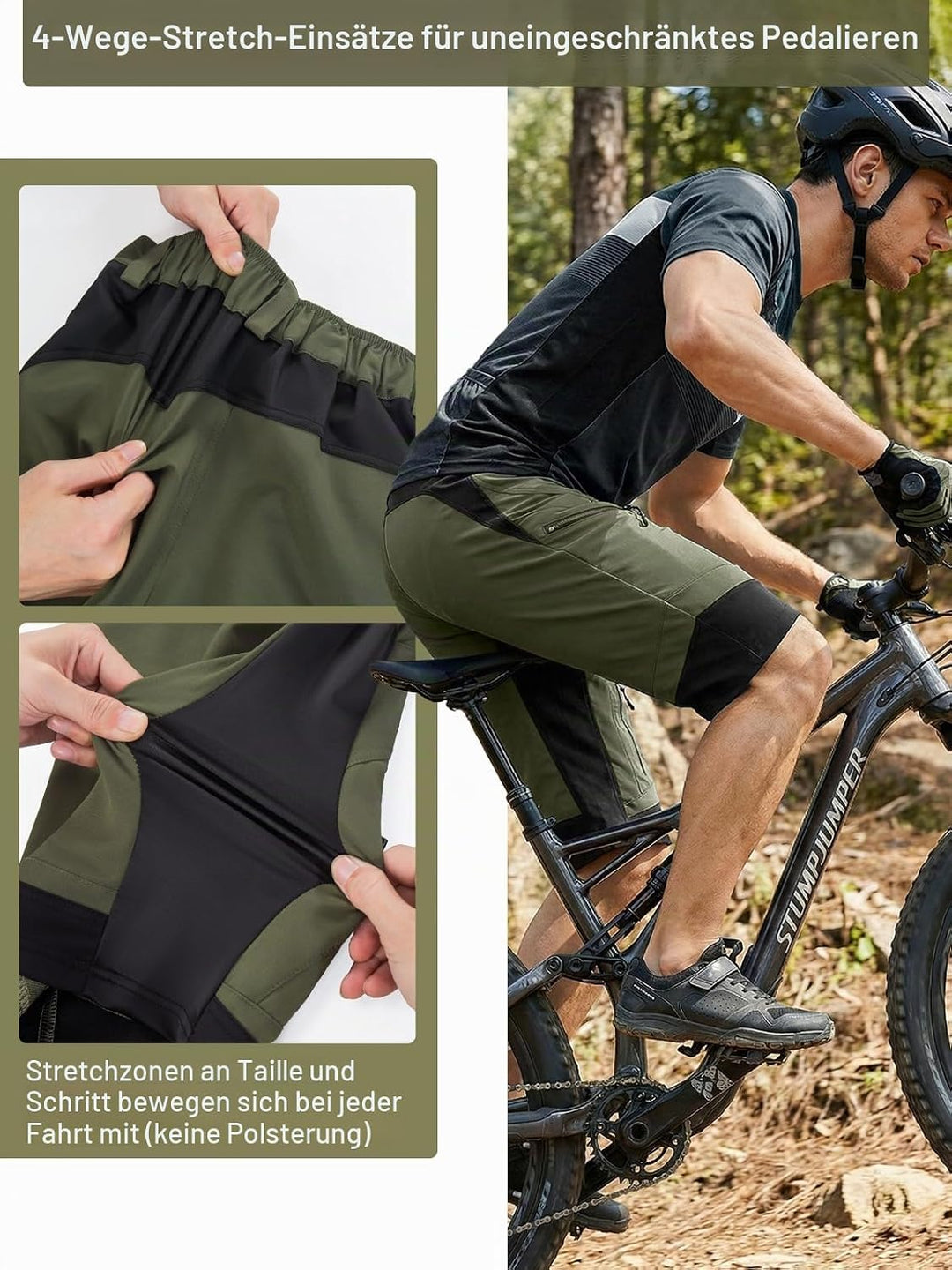 ARSUXEO Radhose Herren MTB Shorts Gepolstert Getrennte Unterhose Lose Fit Fahrradhose Wasserabweisen