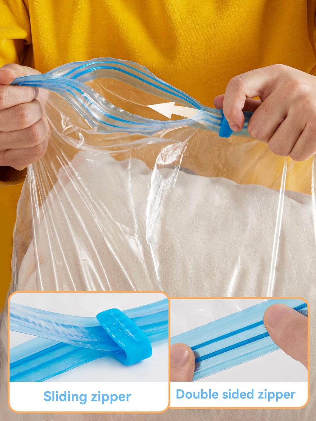 HEETA 6 Stück Vakuumbeutel für Kleidung(3 Jumbo+3 Gross) Vakuum Wiederverwendbar Kleiderbeutel mit A