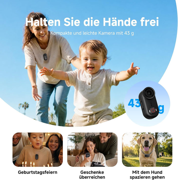 SVBONY SVGo M3 Mini Action Cam 4K, NEU Verbessert mit Ladestation, Anti-Shake Bodycam, 300 Minuten A