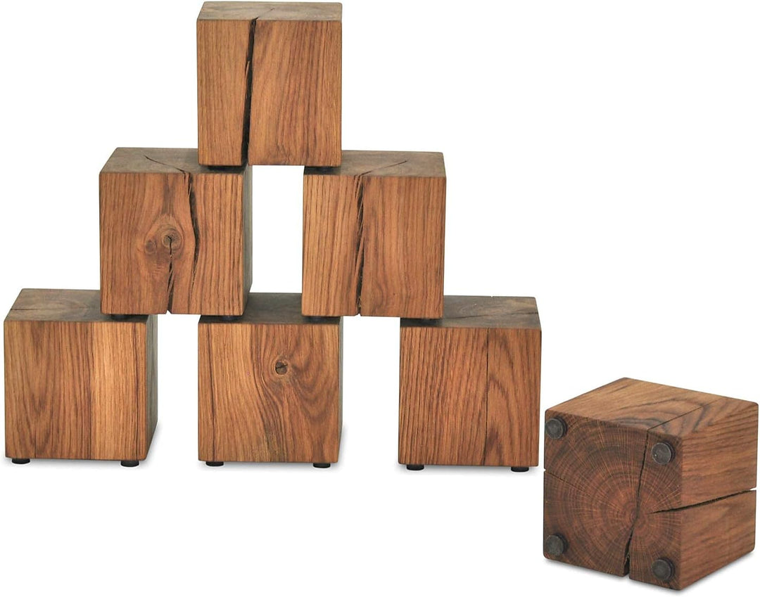 ms factory Holzblock Eiche Massiv - Handgefertigter Holzklotz - Rustikale Holzsäule - Beistelltisch