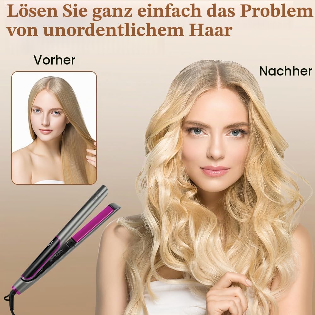 LOPHE Glätteisen, 2 in 1 Haarglätter Locken und Glätten, Glatteiseisen Hair Straightener, Anti-Frizz