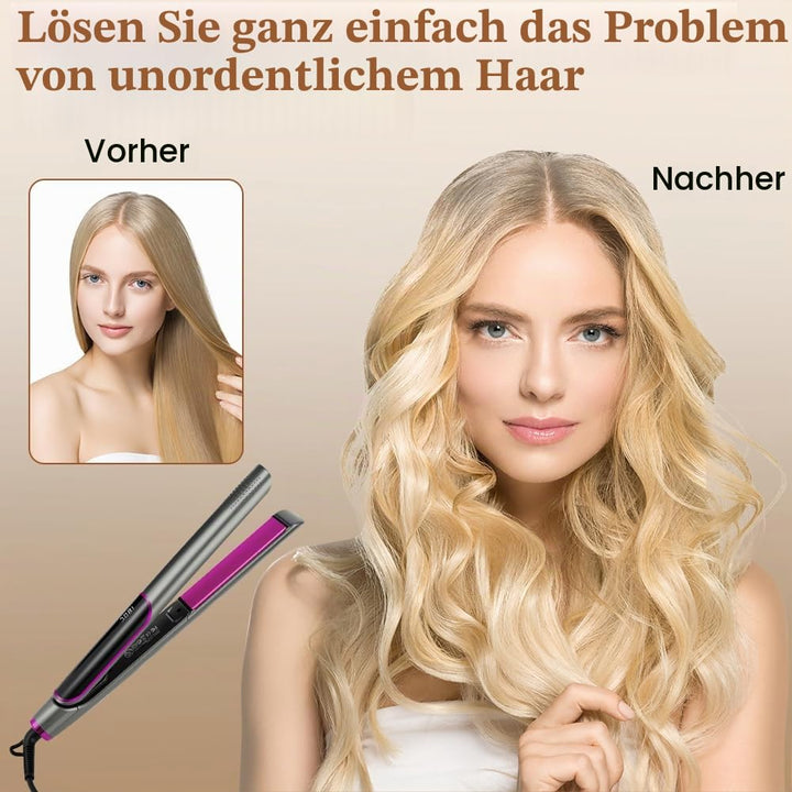 LOPHE Glätteisen, 2 in 1 Haarglätter Locken und Glätten, Glatteiseisen Hair Straightener, Anti-Frizz
