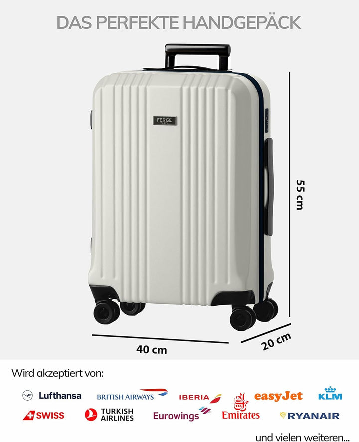 FERGÉ Handgepäck-Koffer Hartschale mit TSA Schloss Cannes Bordgepäck Rollkoffer 55 cm Reisekoffer Ka