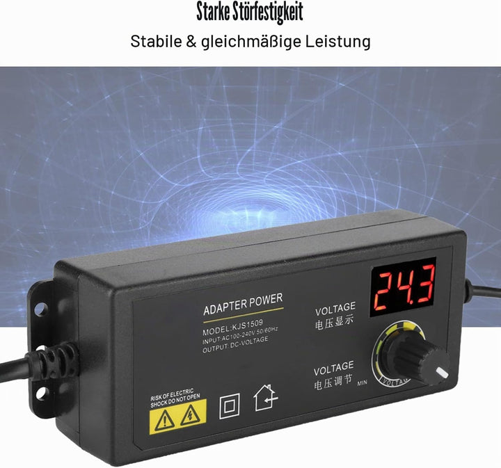 Einstellbares Netzteil,3-36V Weitbereich AC DC Stromadapter mit Digitalanzeige Anti-Interferenz 60W