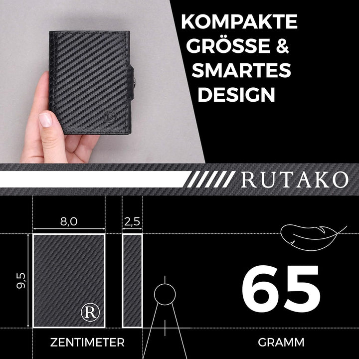 RUTAKO Slim Wallet mit Münzfach & RFID-Schutz - Kartenetui Herren & Damen - Kreditkartenetui klein -