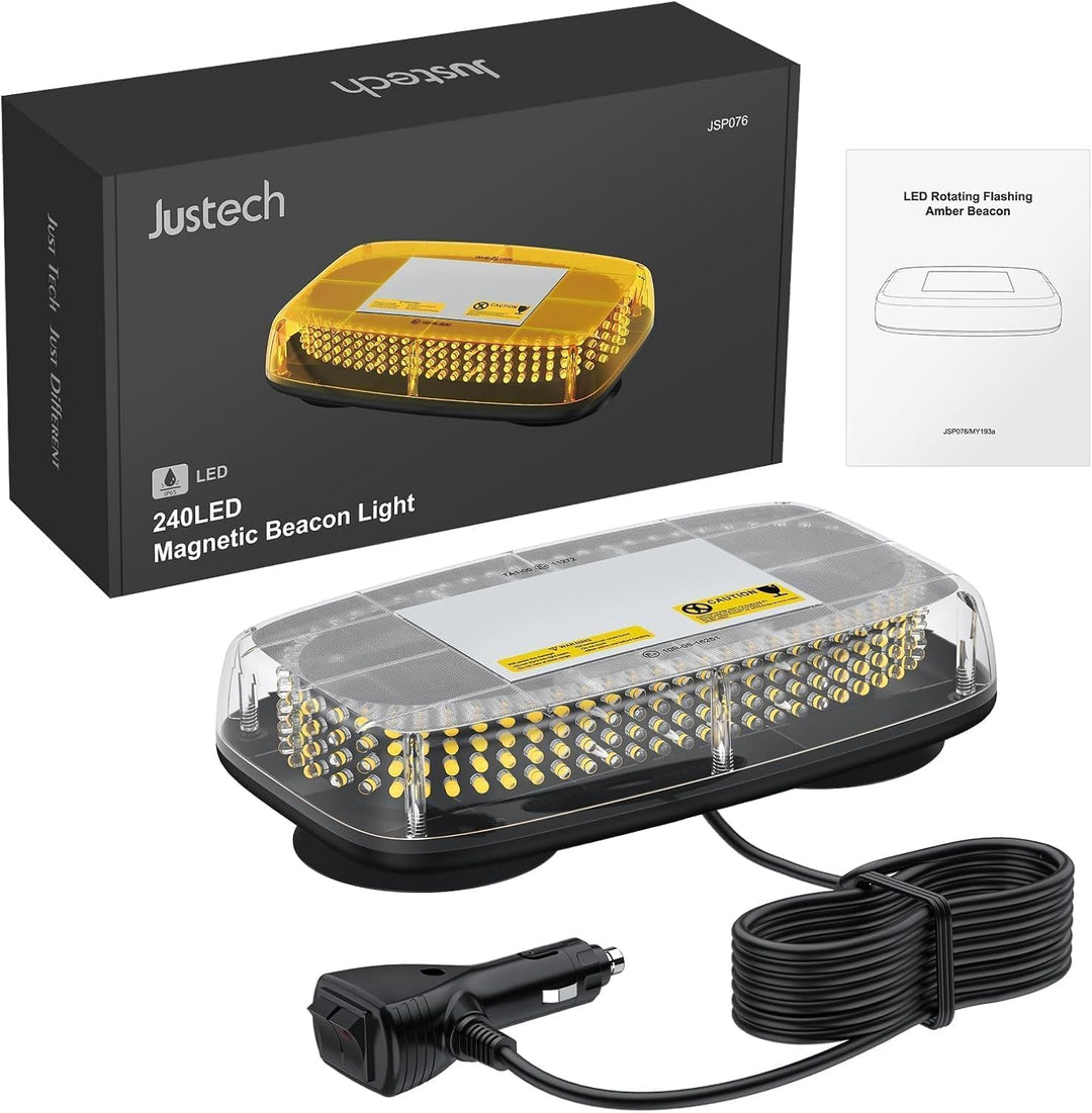 Justech 240LEDs 35W Warnleuchte Warnlicht Warnblinkleuchte 15 Modi Notfall-Blinkleucht 12V/24V Blitz