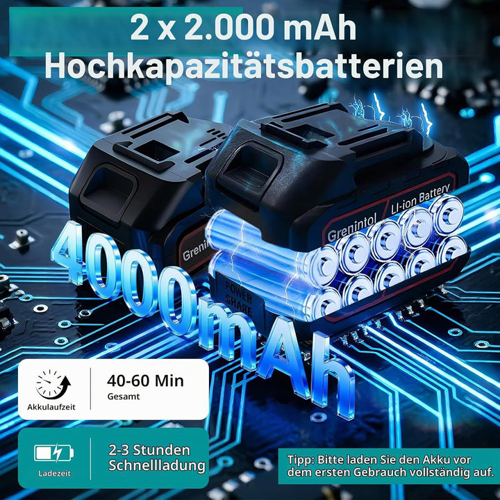 Akku Rasentrimmer mit Akku, Elektrischer Rasentrimmer mit 4 Messertypen, Elektrischer Freischneider