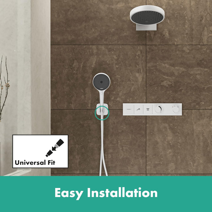 hansgrohe Wandanschluss mit Duschkopfhalterung FixFit Q, Mattweiss, Mattweiss