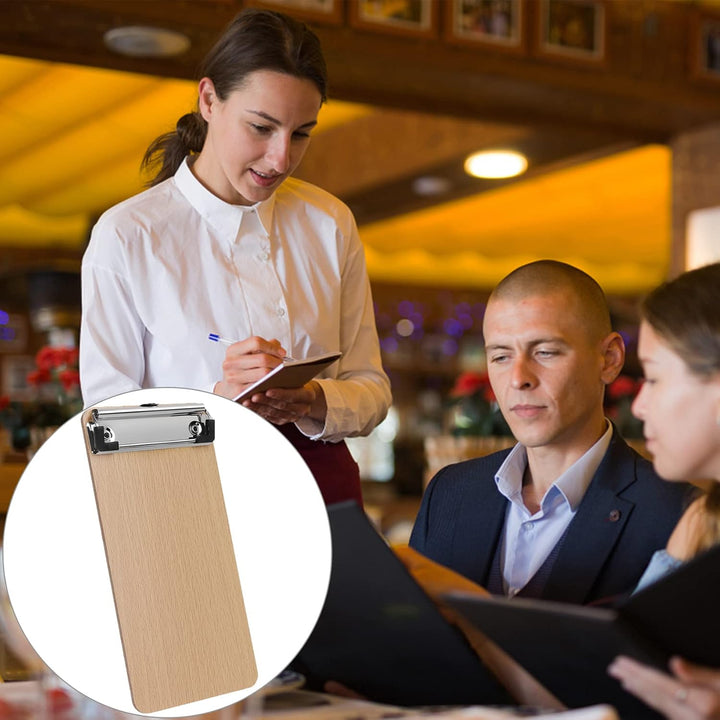 BOMKEE 6er Klemmbrett A6, Mini Schreibplatte Klemmbretter Hölzern Halter Clipboard für Hotels, Bar,