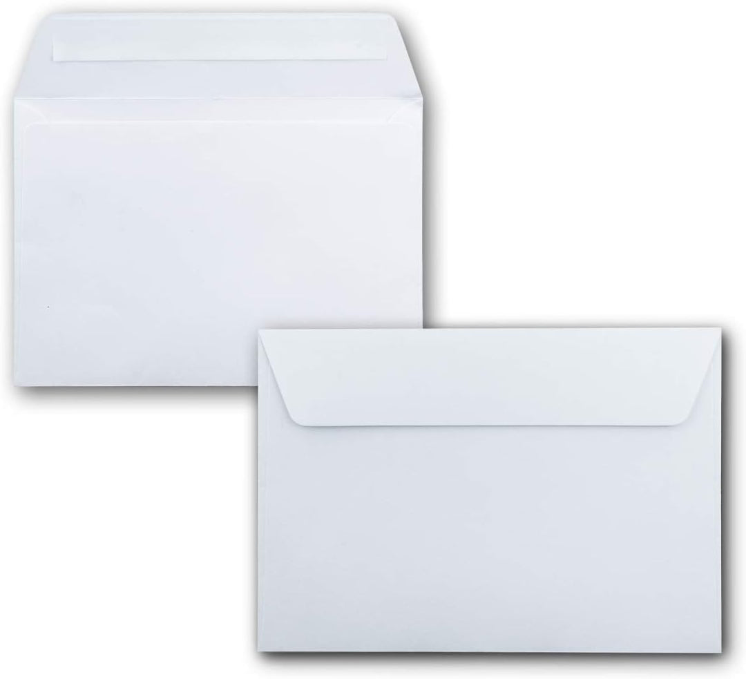 100x Briefpapier-Sets DIN A4 mit C6 Briefumschlägen, Haftklebung - Weiss - mattes Schreibpapier mit