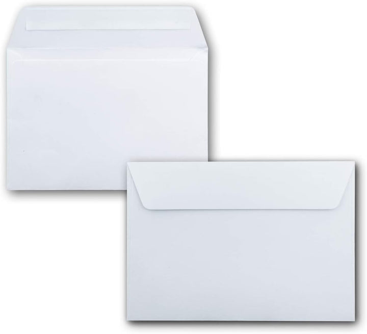100x Briefpapier-Sets DIN A4 mit C6 Briefumschlägen, Haftklebung - Weiss - mattes Schreibpapier mit