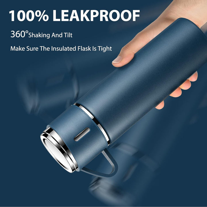 Termosflaschen Edelstahl, Auslaufsichere Thermosflasche, Wasserflasche BPA frei, Isolierflasche 500m