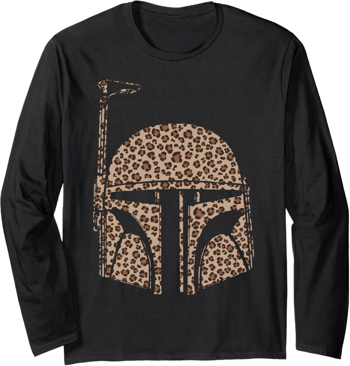 Star Wars Boba Fett Helmet Cheetah Print Fill Langarmshirt