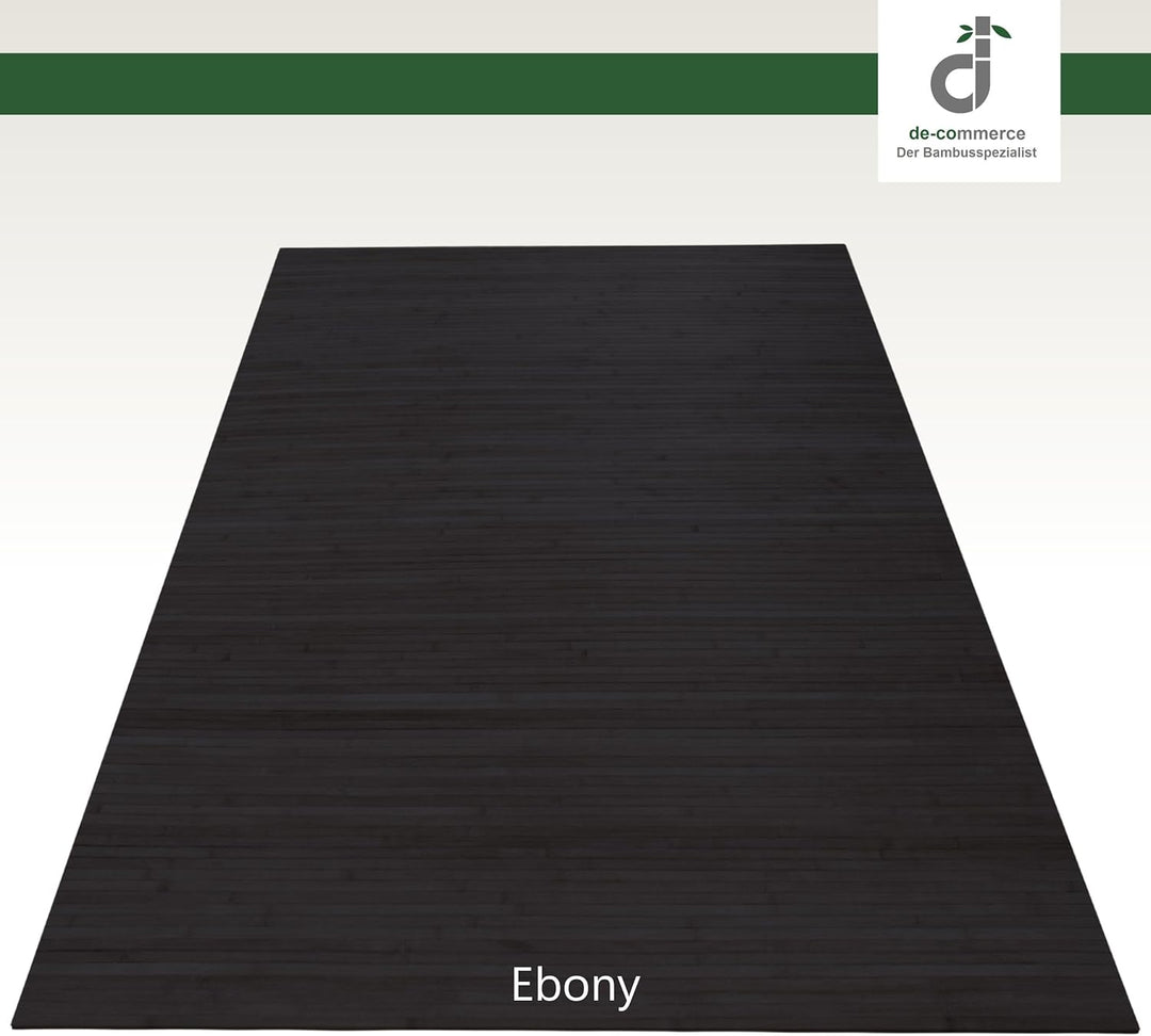 DE-COmmerce Bambusteppich MASSIVE Ebony, 50x80 cm, 17mm gehärtete Stege, Teppich ohne Bordüre, Bambu