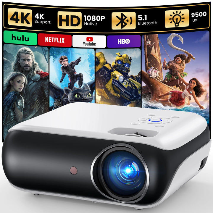 Mini Beamer, HAPPRUN H1 Full HD Beamer mit Bluetooth – Native 1080P Tragbarer Outdoor Projektor mit