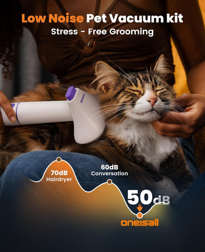 oneisall akku Staubsauger Kabellos Tierhaare, 5200mAh Hundehaarstaubsauger mit Schermaschine, Nagels