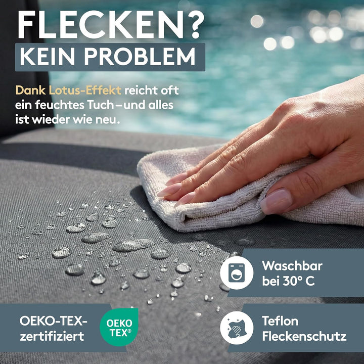 LILENO HOME Gartenstuhl Auflagen als [2er Set - Hochlehner] in Uni Anthrazit (Tami) - Bequeme Liegen