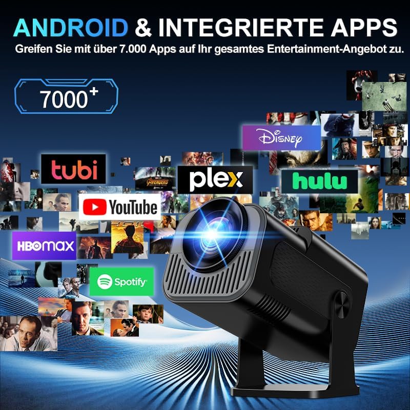 Mini Beamer 4K Full HD 1080P [2026 Modell] Projektor Tragbarer mit WiFi 6 und Bluetooth 5.2 & 270° D