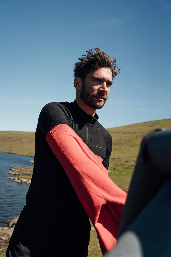 FALKE Herren Wool-Tech Zip Funktionsshirt Langarmshirt kalte bis sehr kalte Temperaturen Funktionsun