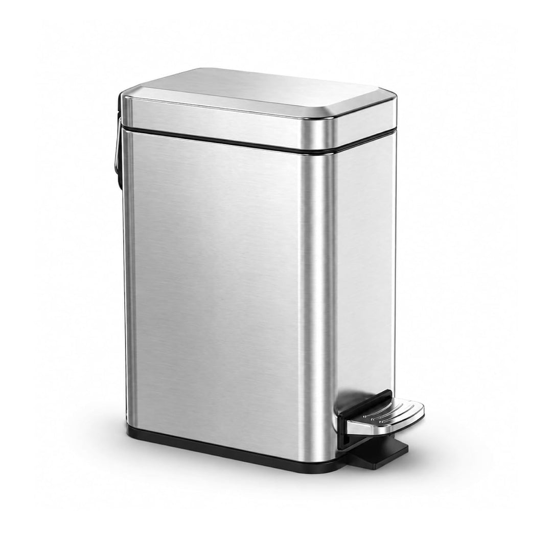 Schwarzer Badezimmer-Mülleimer mit Soft-Close-Deckel, 5 Liter Treteimer aus Edelstahl mit herausnehm