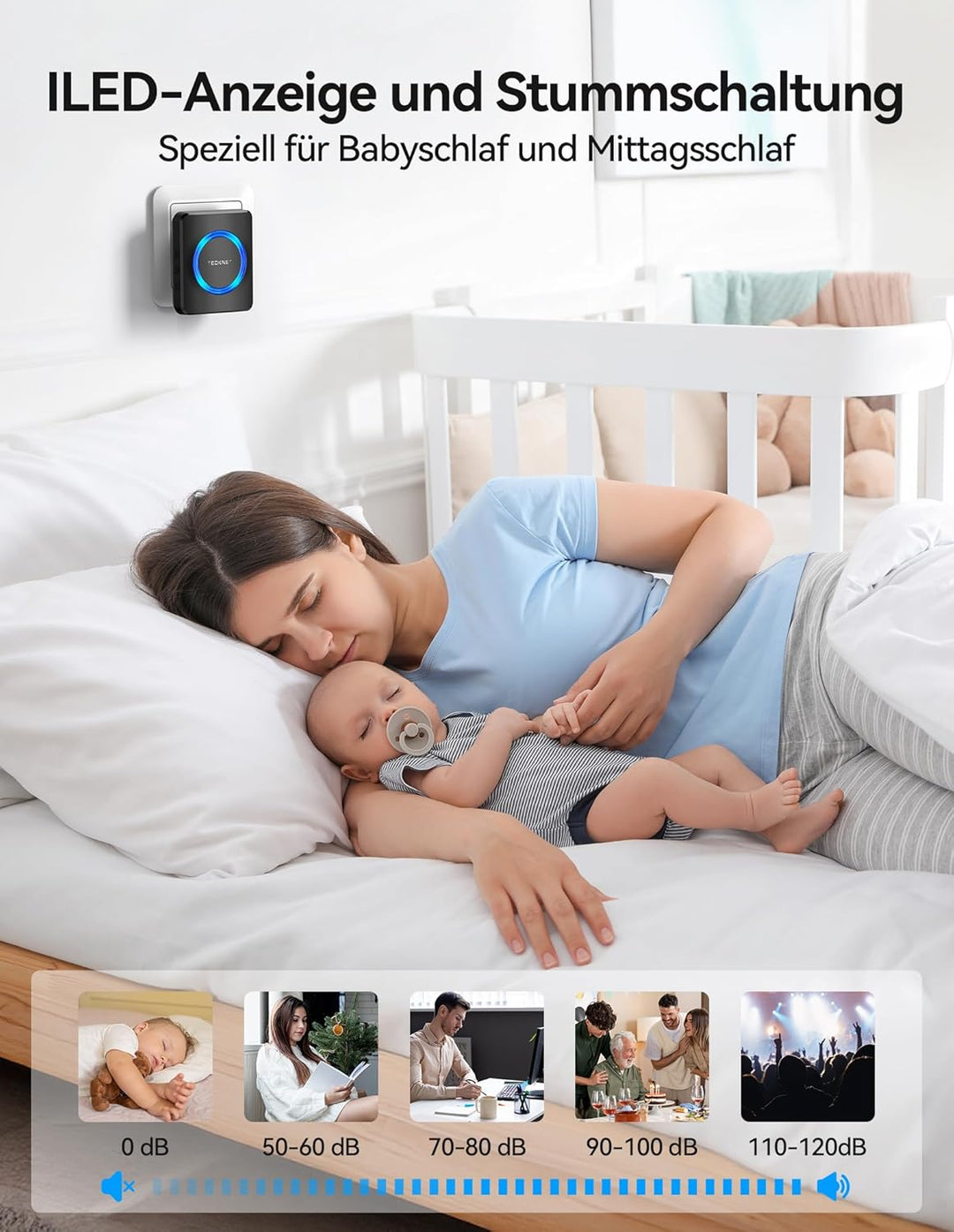 TECKNET Funkklingel, IP65 Funk klingel Kabellose Türklingel 600M Reichweite Aussen Wasserdicht, Haus