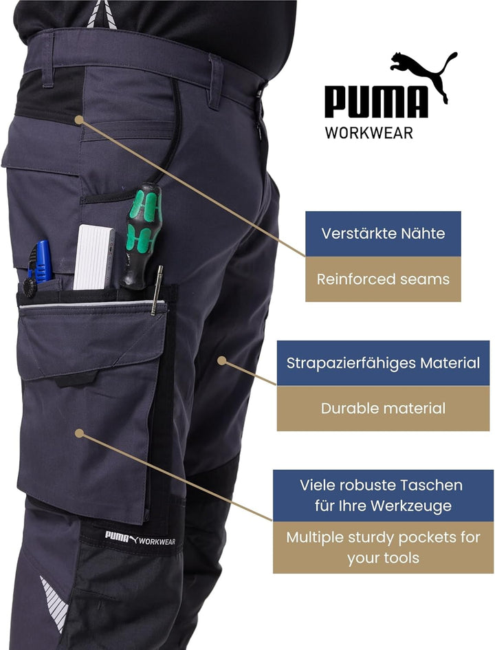PUMA Workwear Precision X Arbeitshose für Herren - Premium Bundhose mit vielen Taschen und verstärkt